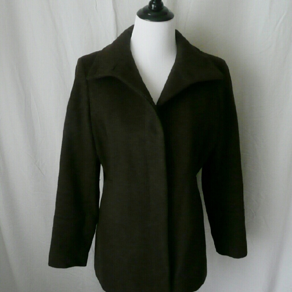 Express Womens Button Up Brown Wool Coat Jacket Sz 7/8